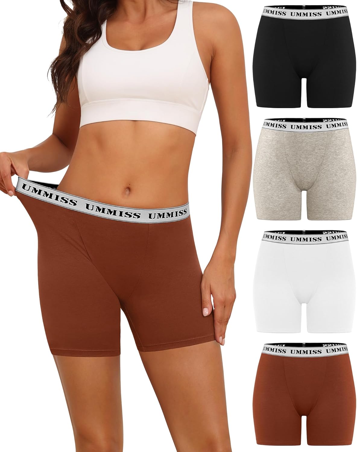UMMISS Womens Boxer Briefs Underwear Boy Shorts Cotton Underwear Soft Anti Chafi...