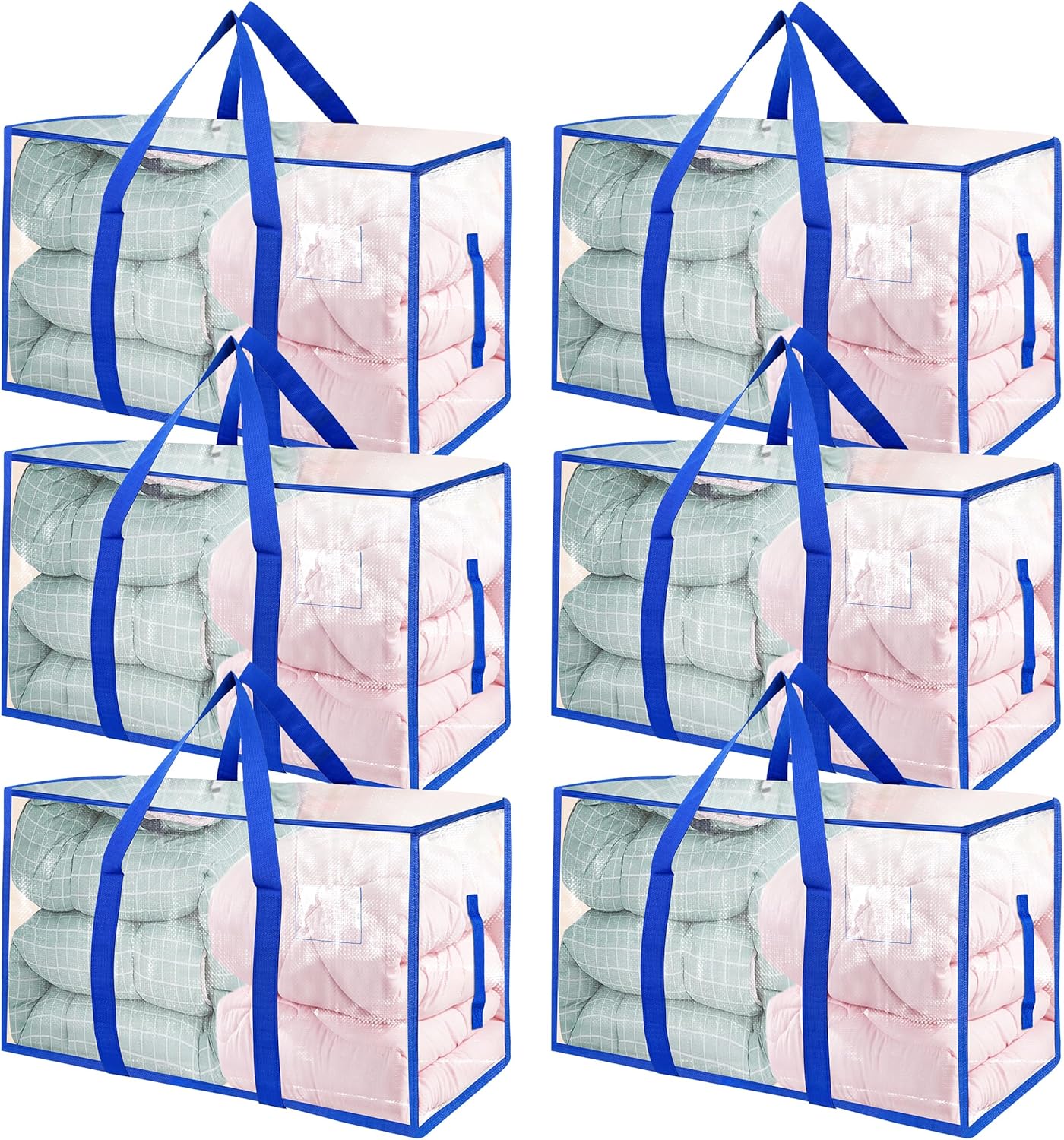 6 Pack Moving Bags Heavy Duty Storage Bags With Zippers And Strong Handles Packi...