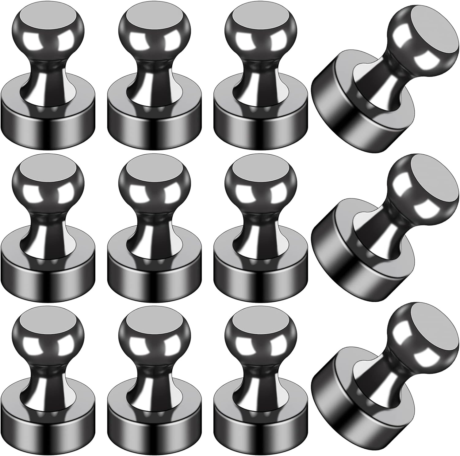 LOVIMAG 12Pcs Black Fridge Magnets, Small and Strong Magnets for Whiteboard, Off...