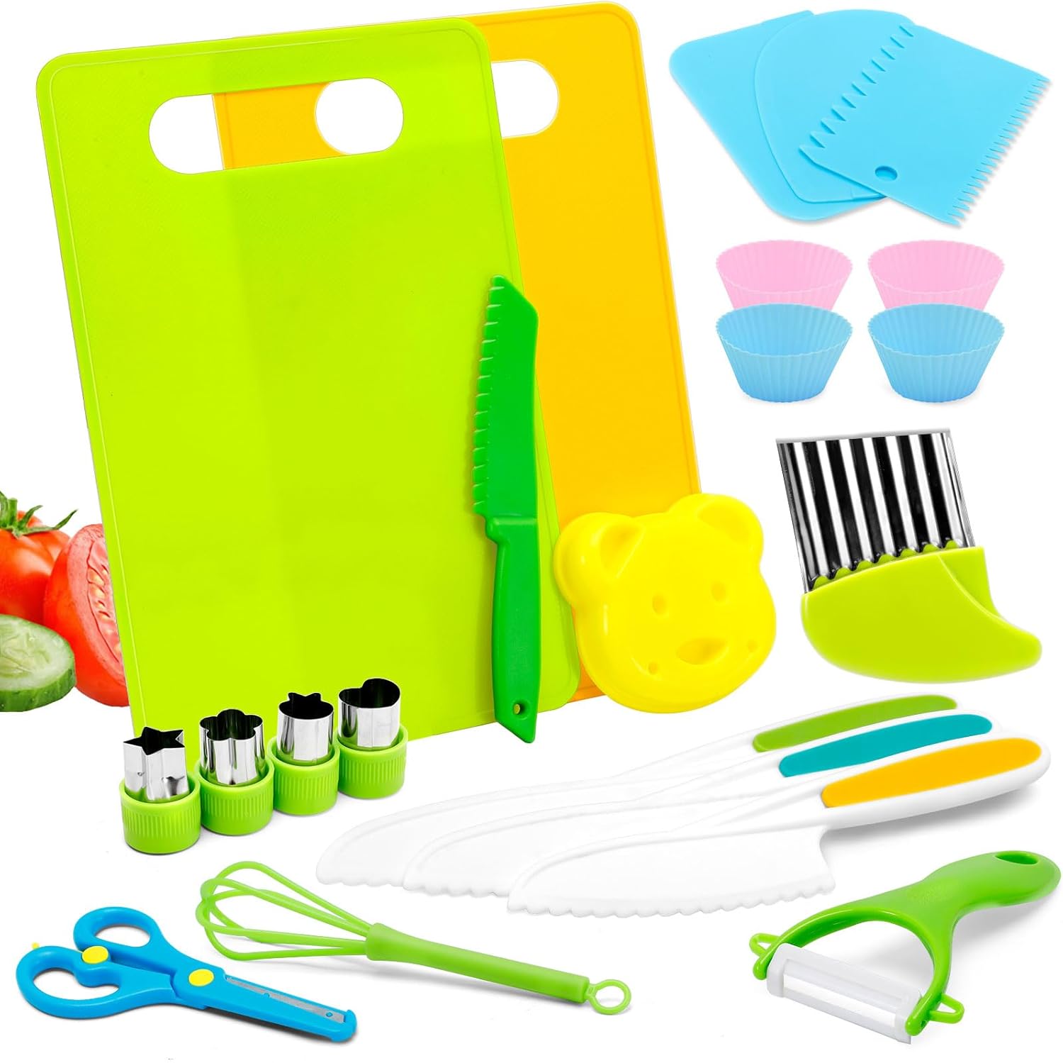 Anpole Toddler Knife Set - 23 Pcs Kids Knife Set for Chopping, Mini Chef Knife S...