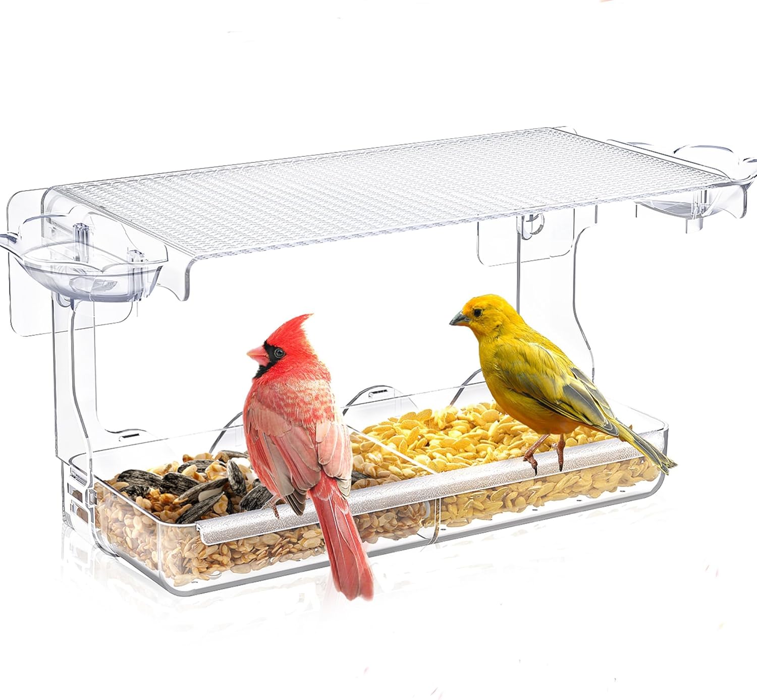 WELDUN Window Bird Feeders with 2 water bowls for Small Birds, Clear Bird Feeder...