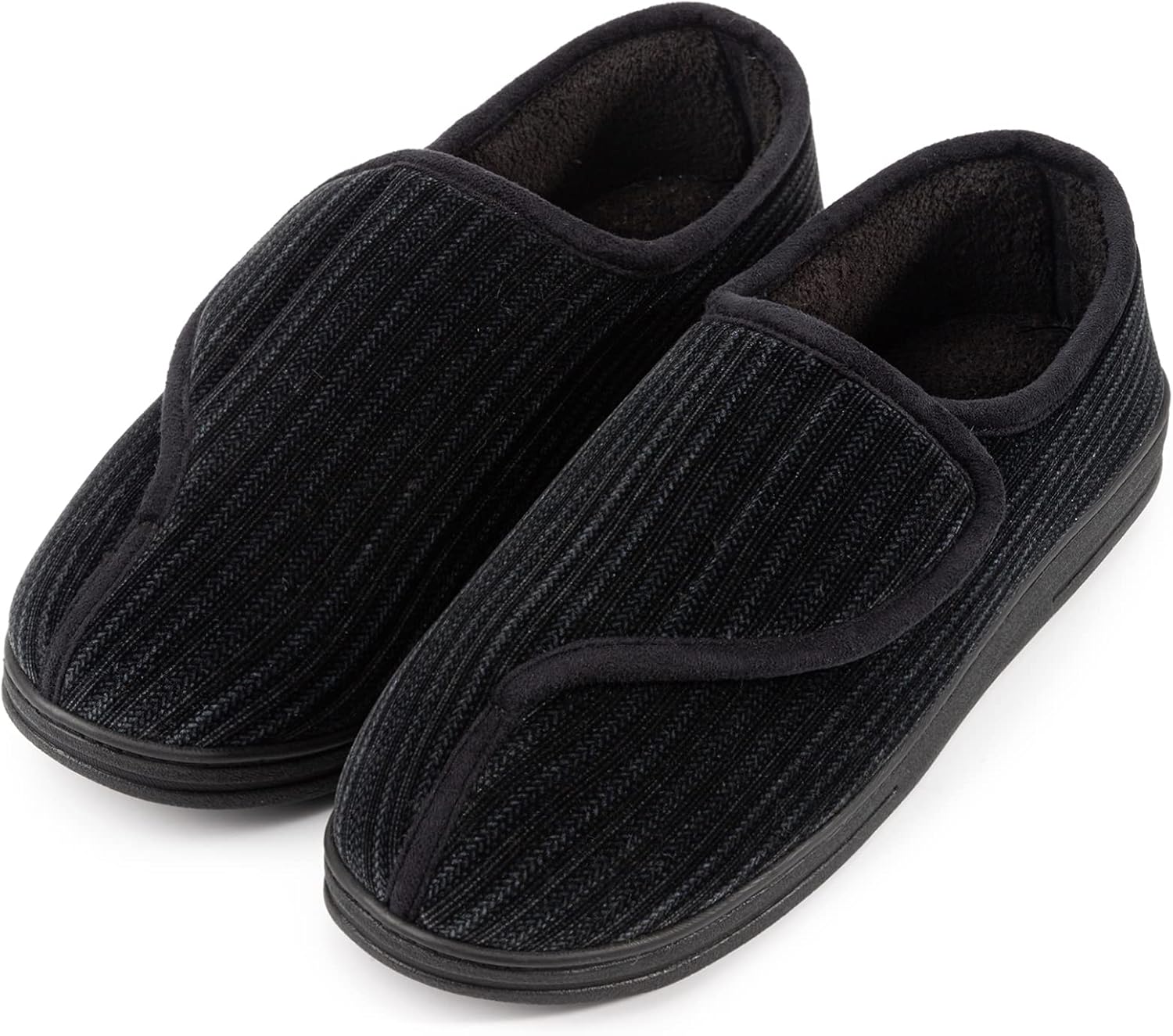 LongBay Men's Diabetic Wide Fit Memory Foam Slippers Comfy Warm Plush Fleece Art...