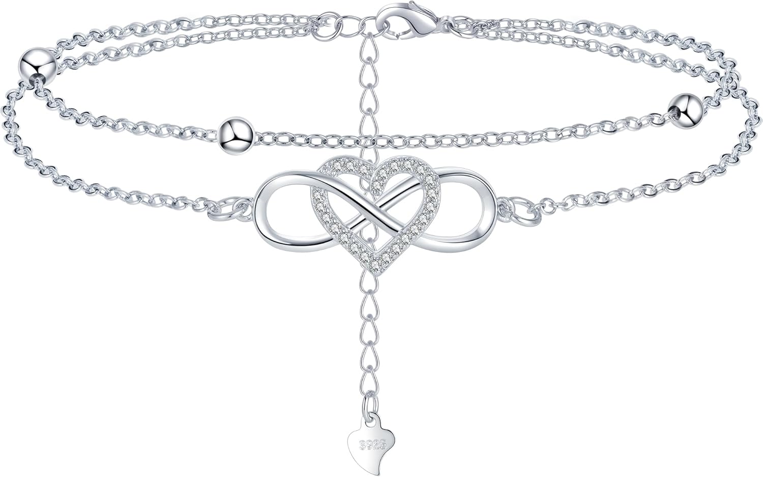 MOROTOLE Sterling Silver Bracelet Layered Silver Bracelet for Women Cubic Zircon...