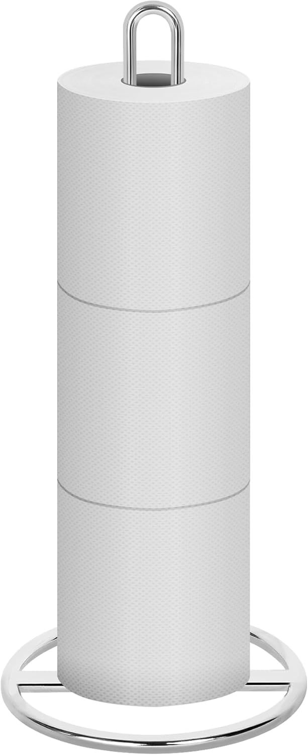 Toilet Roll Holder Free Standing, OBODING, Silver Toilet Paper Holder Stand for...