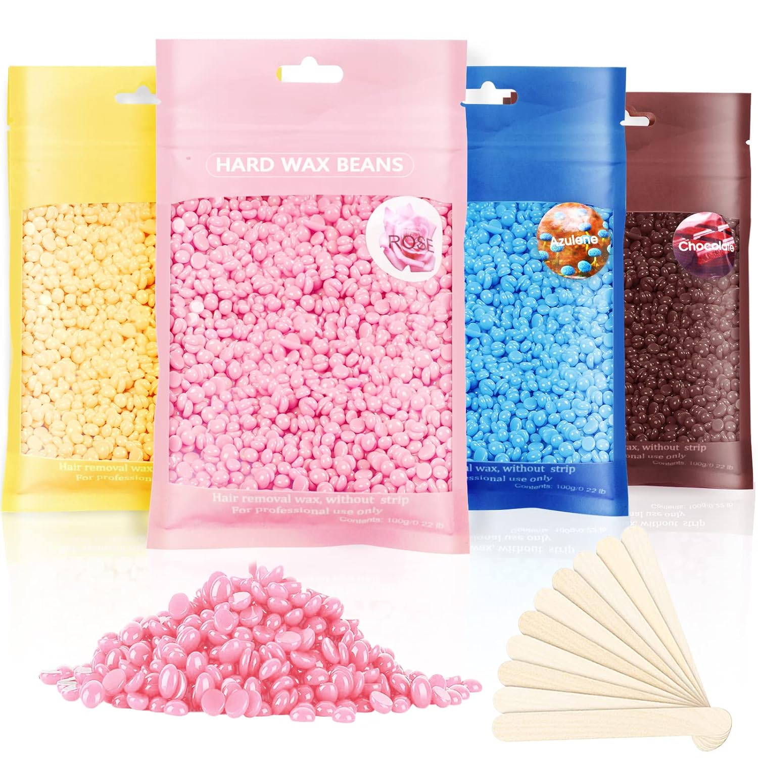 Hard Wax Beads, Professional Wax Beads for Hair Removal 400g Hair Wax with 10 Pc...