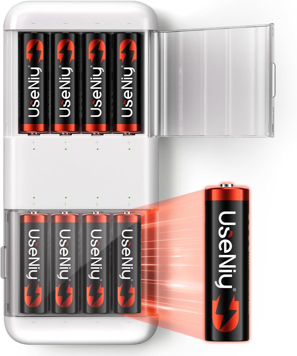Rechargeable Lithium Batteries AA 8 pack with charger, 1.5V Rechargeable AA Batt...