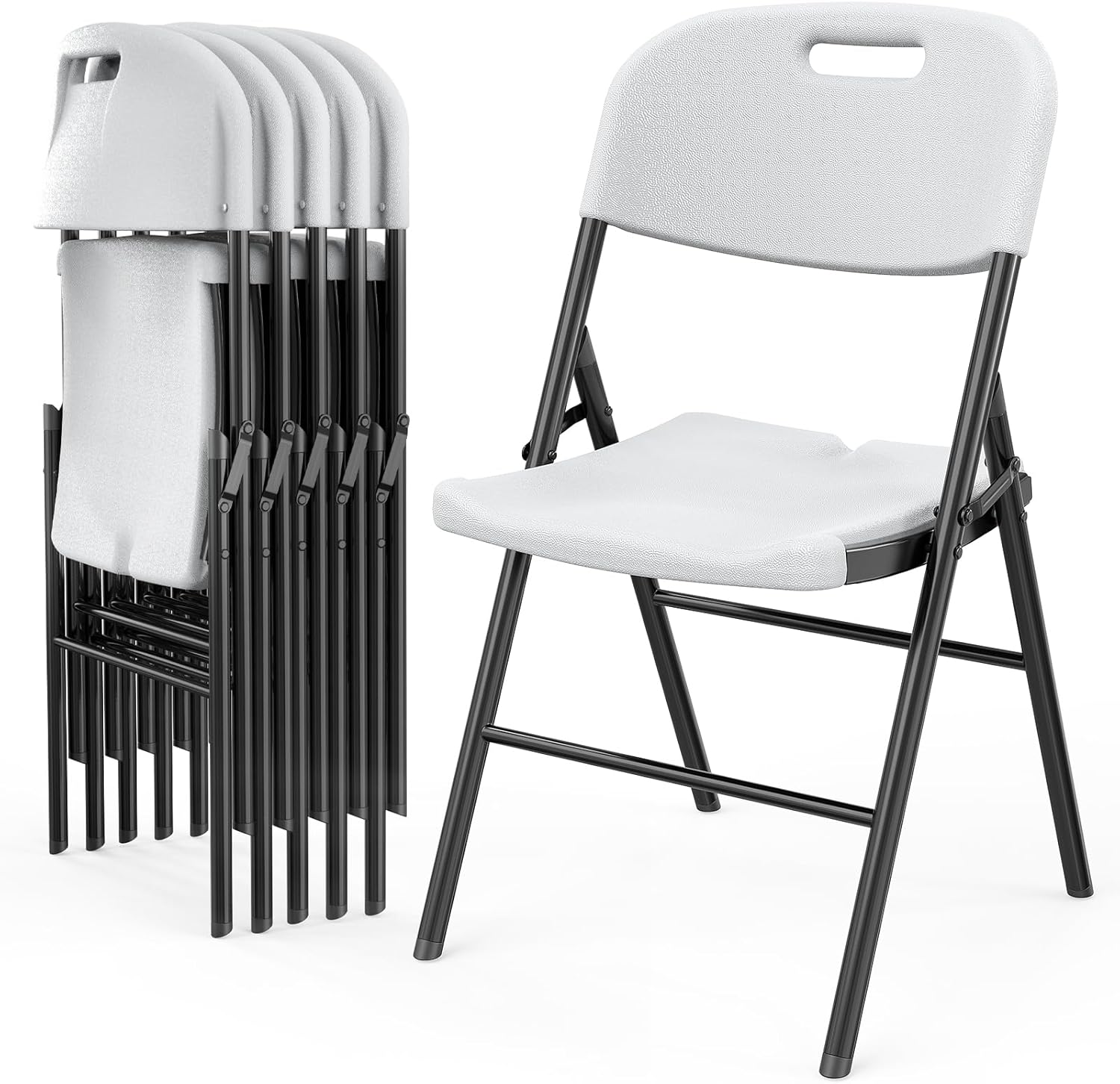 VINGLI Folding Chairs, Heavy Duty Foldable Chair Portable HDPE Plastic Seat with...