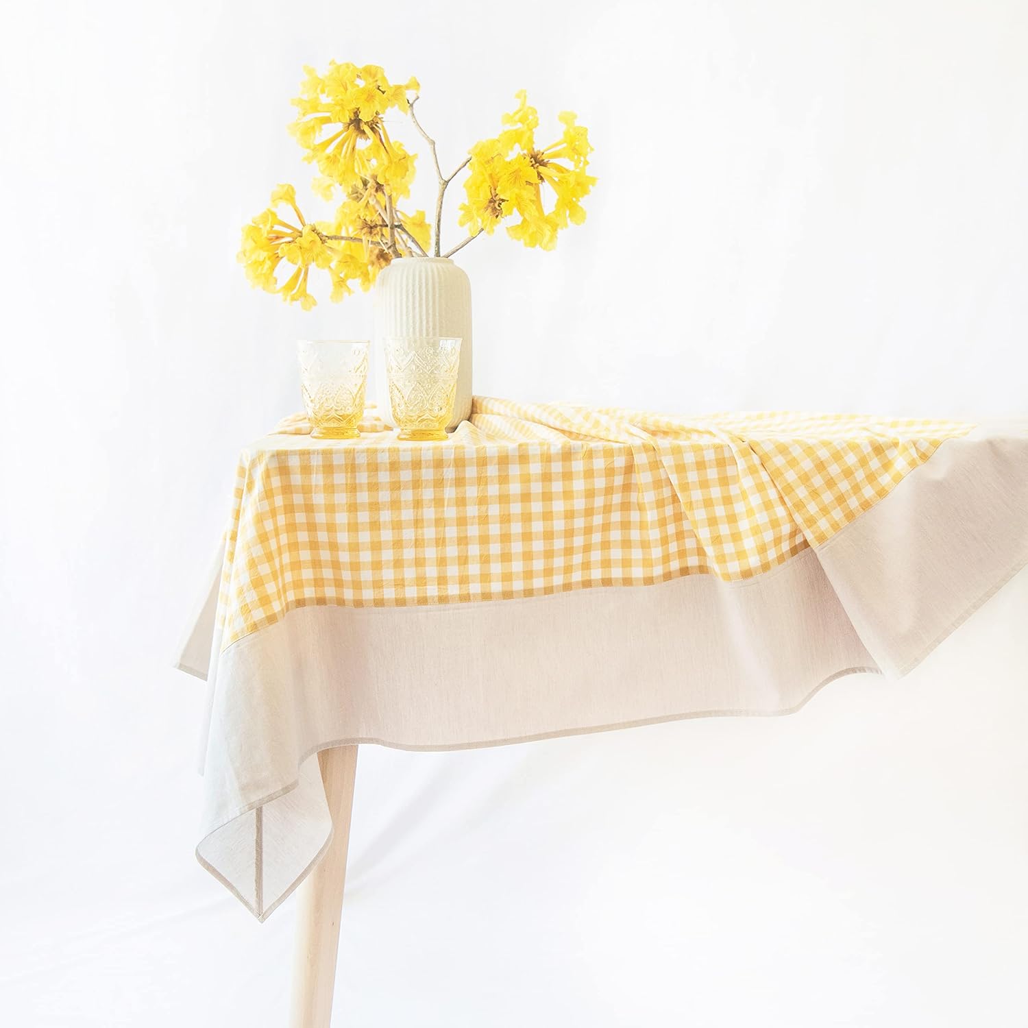 MONDAY MOOSE Gingham Checkered Farmhouse Rustic Picnic Style Decoration Rectangl...