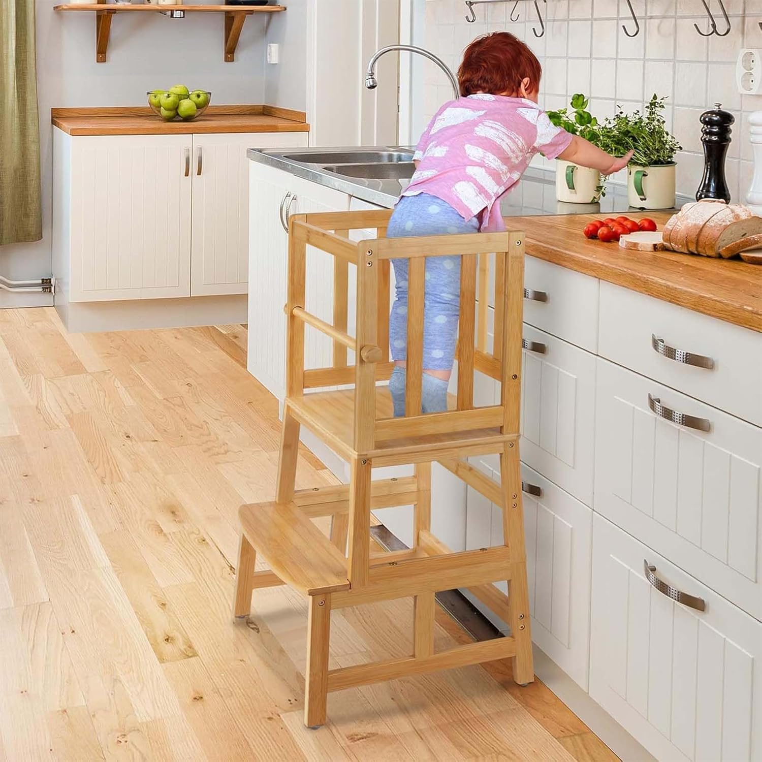 COSYLAND Kids Kitchen Step Stool，Toddler Standing Tower with CPC Certification,...