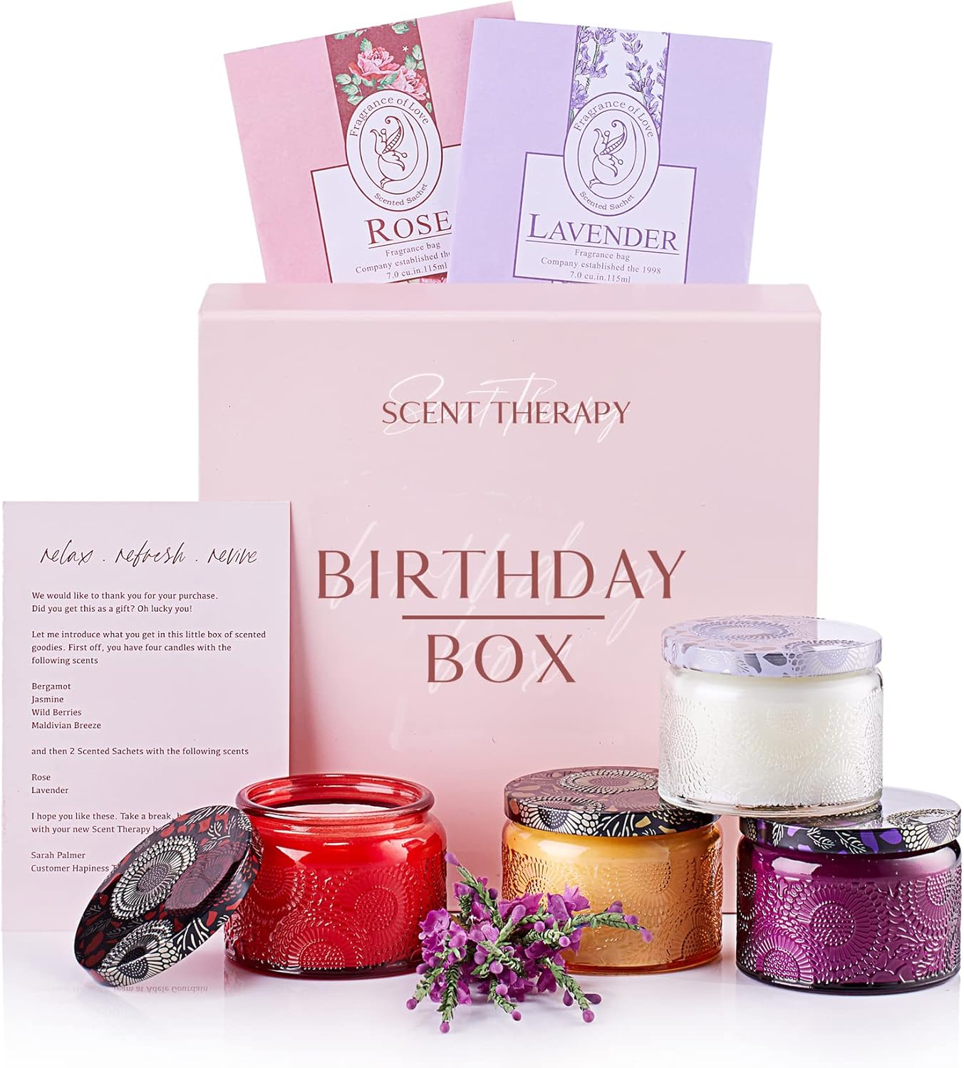 Birthday Gifts for Women – Pamper for Women – Long Burning Candles Box for Her–...