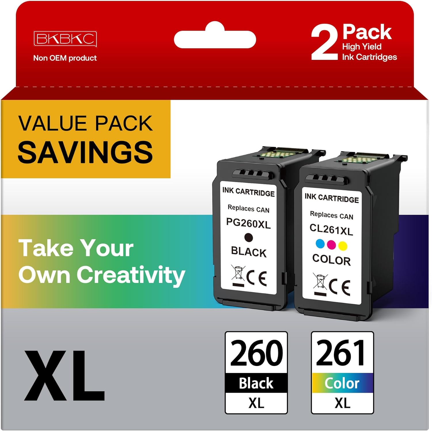 PG-260 XL CL-261 XL Ink Cartridges Replacement for Canon 260XL and 261XL Ink Car...