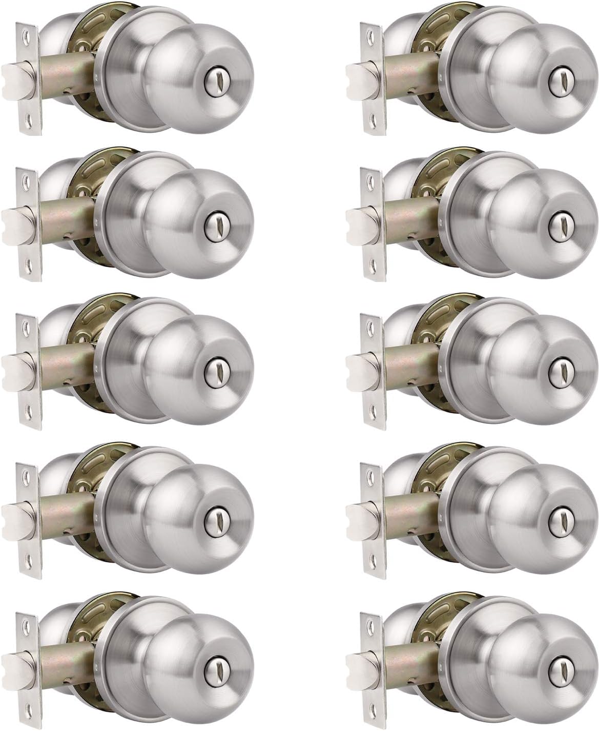 Probrico 10 Pack Bed/Bath Room Round Door Knob,Privacy Function for Bathroom/Bed...