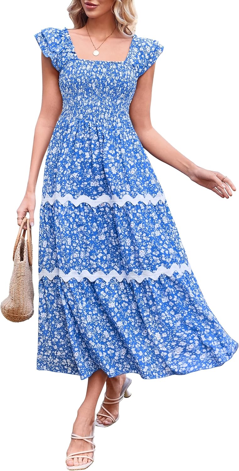 GRACE KARIN Women's Summer Sleeveless Wedding Guest Dress Square Neck Formal Max...