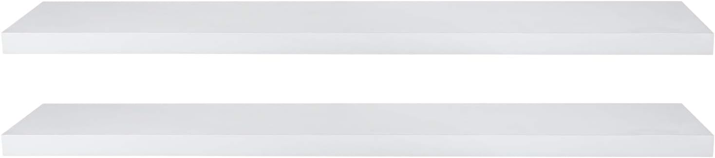 eSituro Floating Shelves, Set of 2 Large White Wall Shelves,Simple to Install Wo...