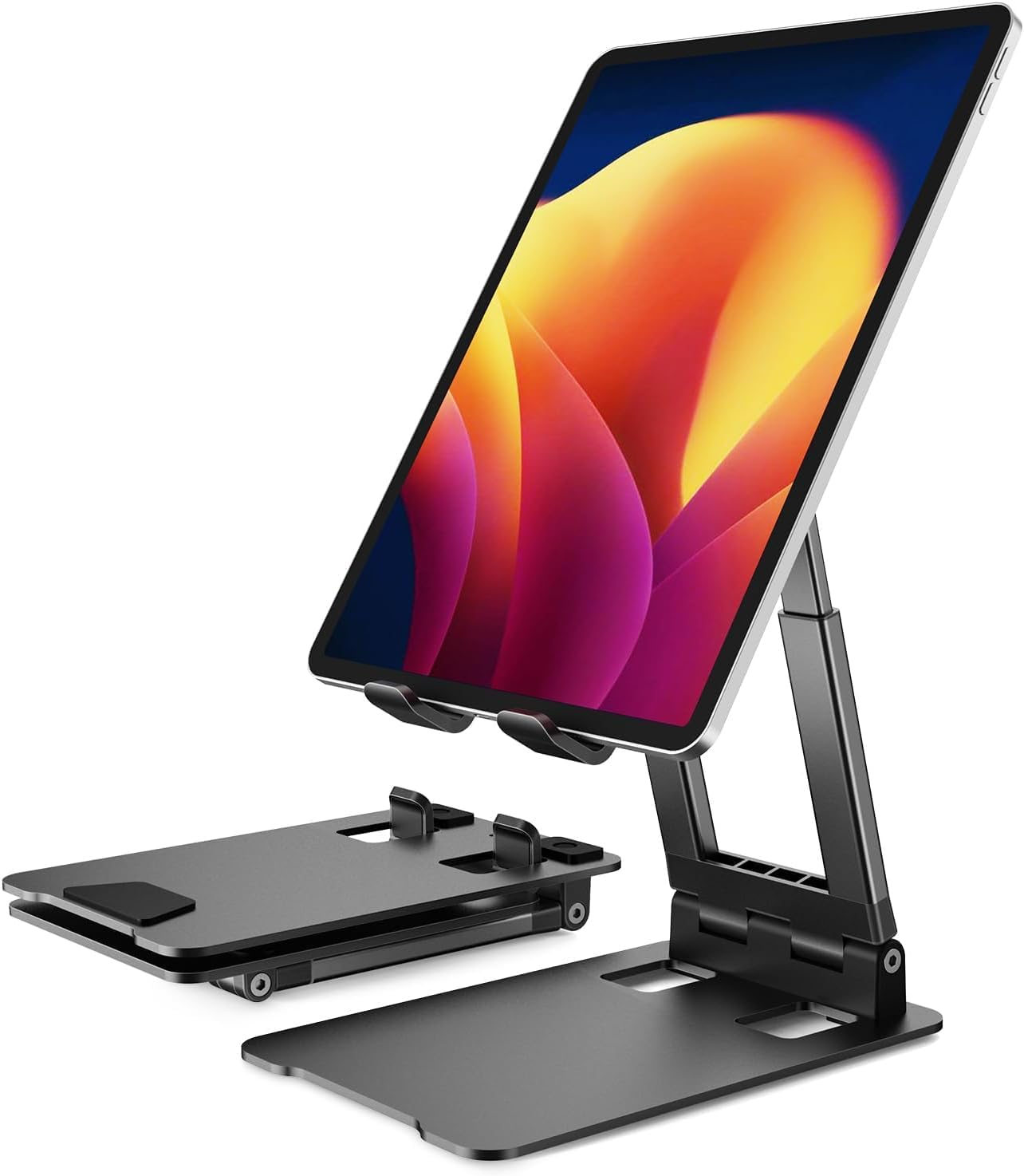 Portable Tablet Stand-Klearlook Adjustable Height/Angle Foldable iPad Stand up t...
