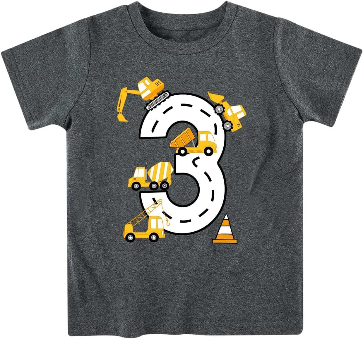 Lovekider 2-5 Years Birthday Boy Shirt Construction Party T-Shirts Excavator Cot...