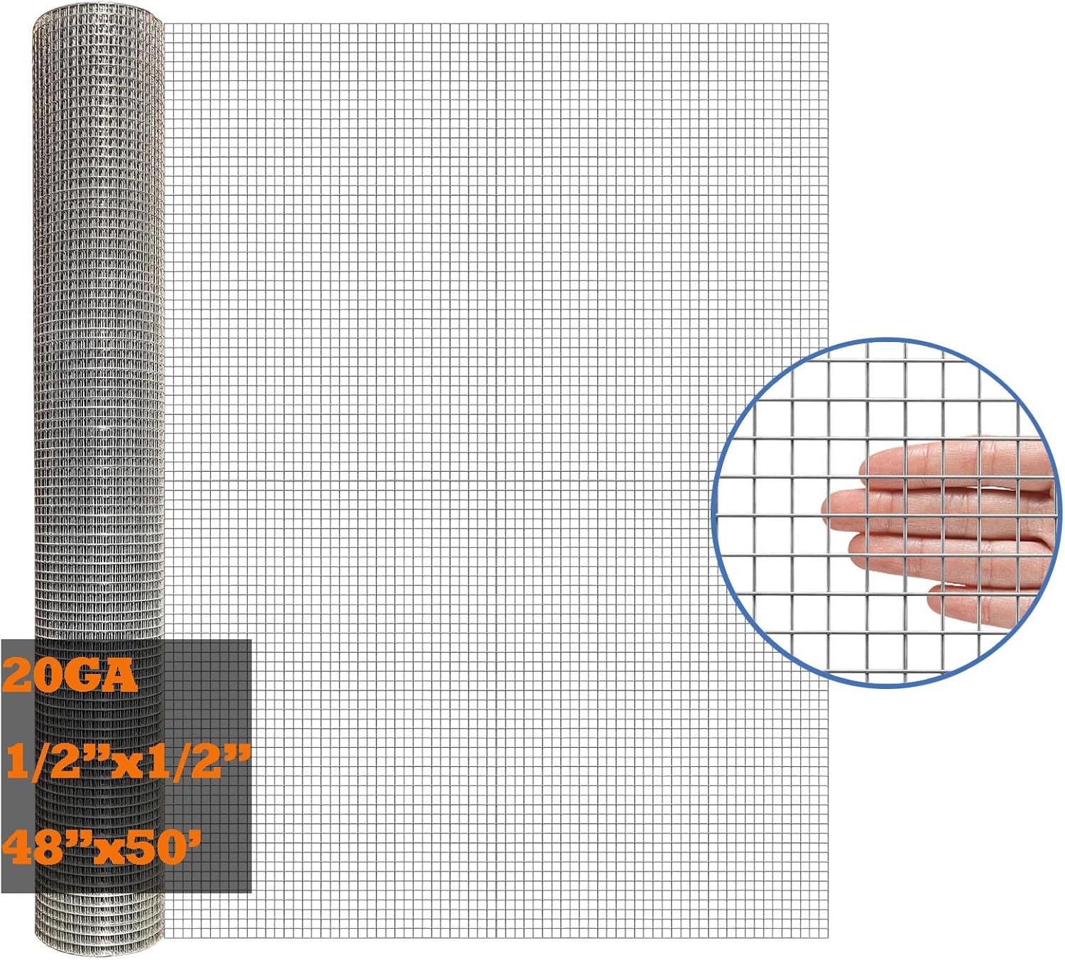 Galvanized After Welding Hardware Cloth 48 in x 50 ft - 1/2 x1/2 inch Mesh 20GA...