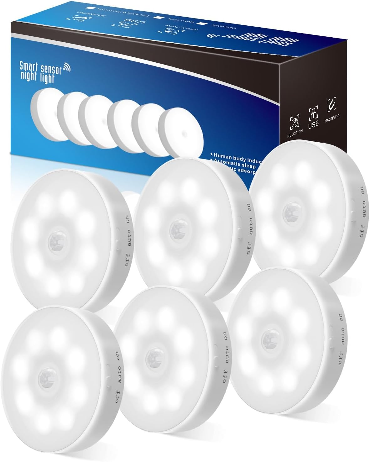 Evolpor Motion Sensor Lights Indoor, 3 Modes Cupbo...