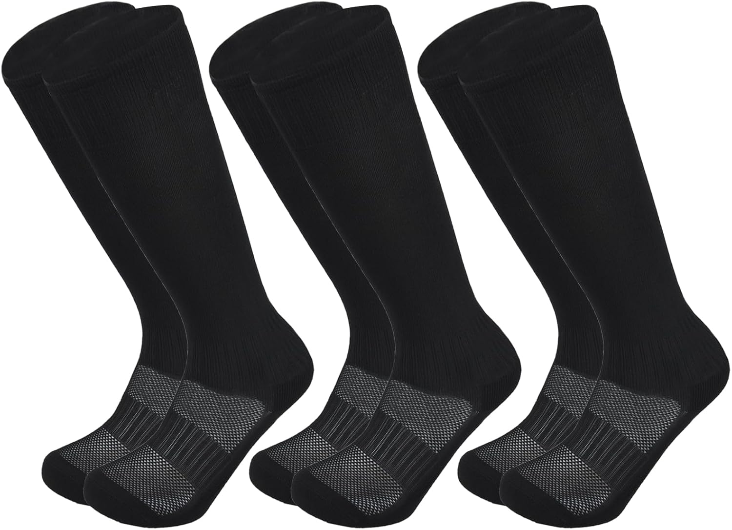 Kids Soccer Socks - Youth Football & Baseball Socks for Ages 5-14 7-10 Years Bla...