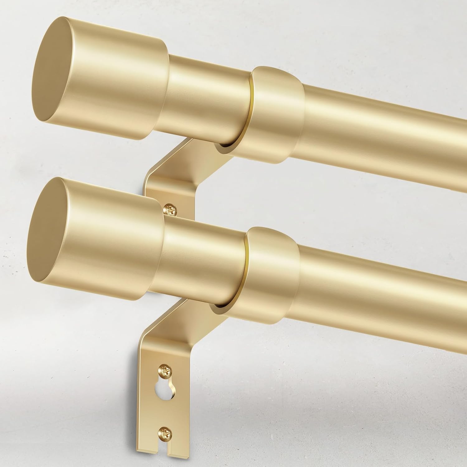 2 Pack Heavy Duty Curtain Rods for Windows 28 to 48 Inch, 1 Inch Gold Curtain Ro...