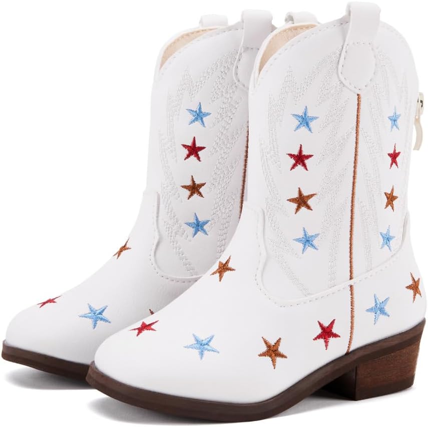 BMCiTYBM Girls Cowgirl Boots Unisex-Child Mid Calf Toddler Cowboy Boots Little K...