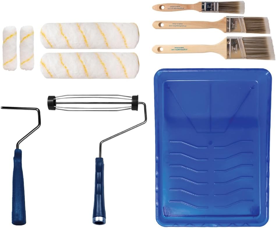 Pro Grade- Paint Roller Set, Paint Brush, Paint Tray - 10 Piece Set - Roller Pai...