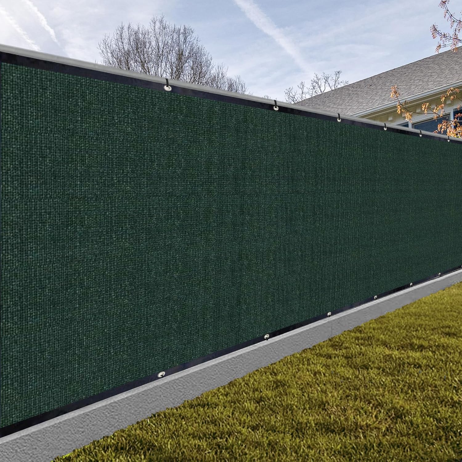 SUNNY GUARD Privacy Screen Fence 5' x 50' Dark Green Heavy Duty Dustproof Denois...