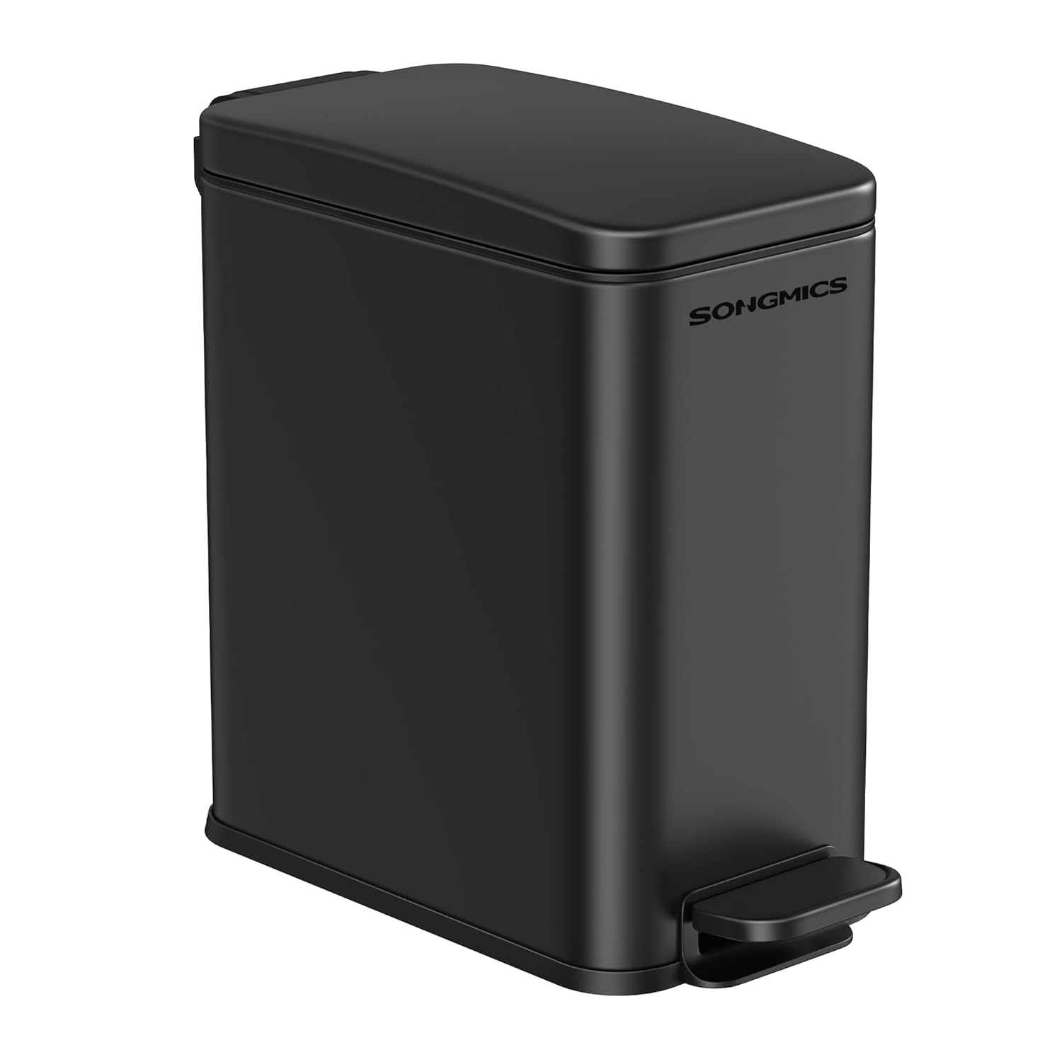 SONGMICS Bathroom Bin, 10L Small Bin with Lid, Pedal Toilet Bin, Slim for Small...