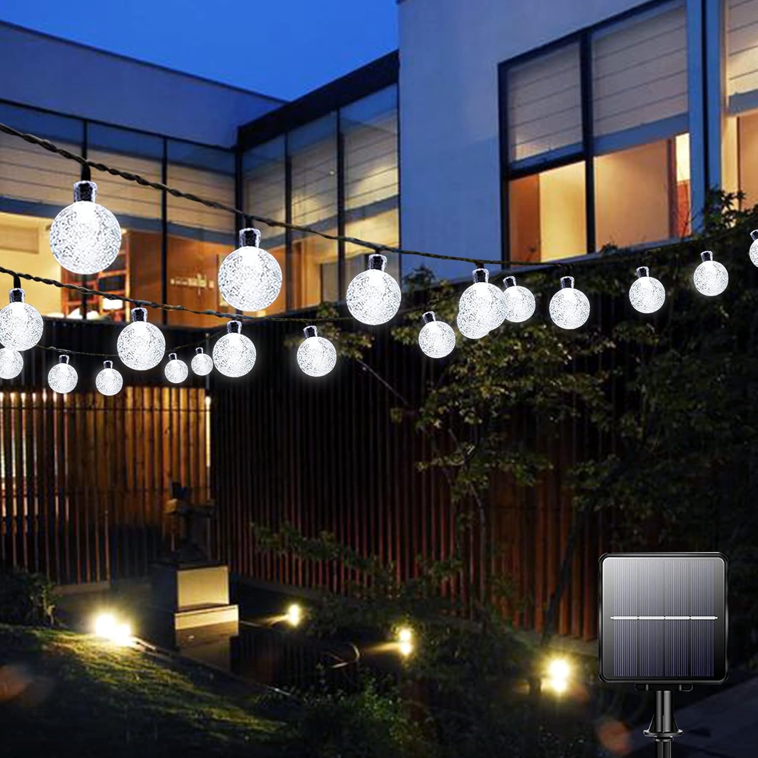 Solar Garden Lights Outdoor Waterproof, 100LED 12M/39Ft Solar Fairy Lights, Crys...