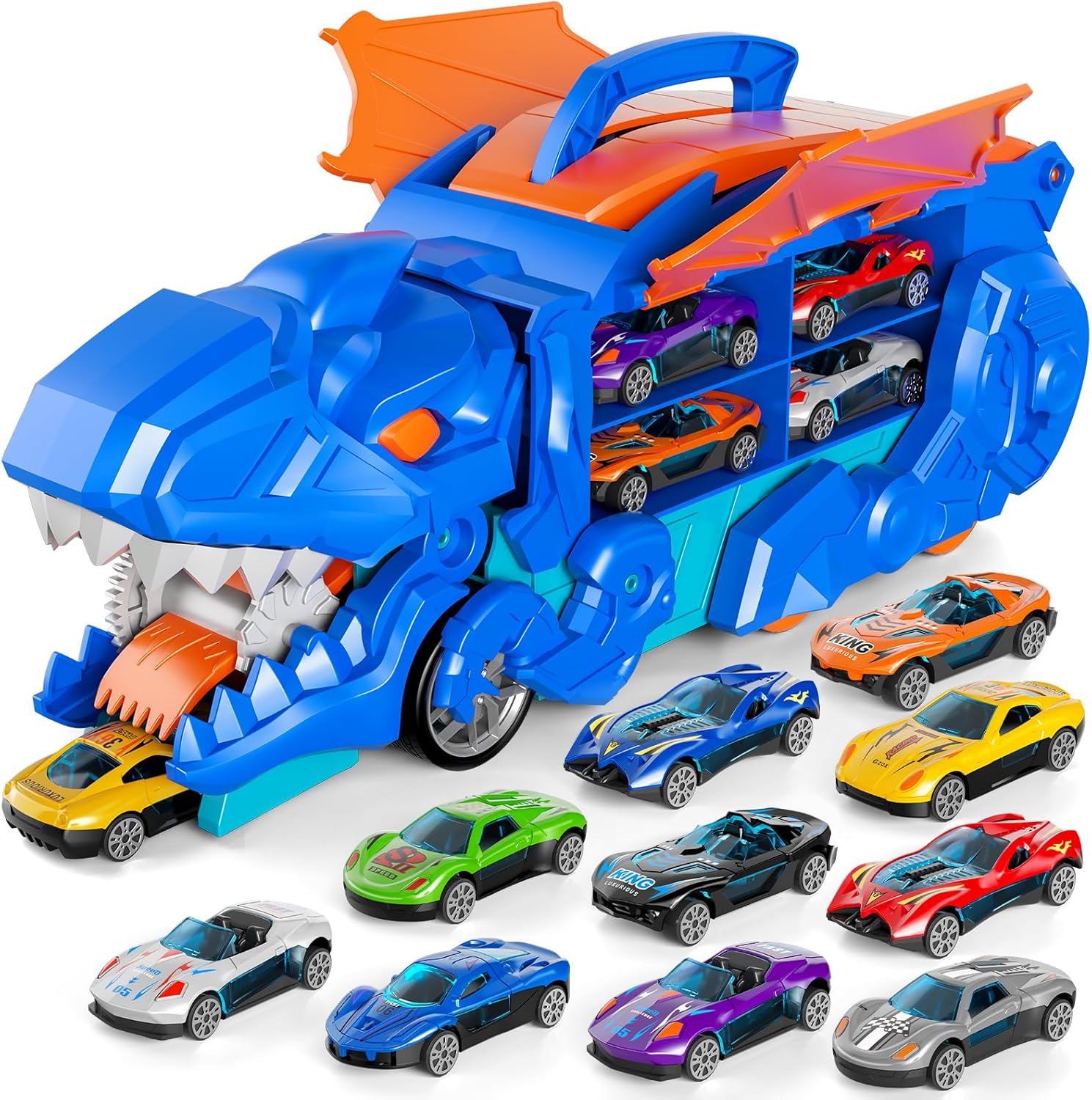 iHaHa Toddler Truck Toys for 3 4 5 6 Years Old Boys, Toys Cars Track Set Dinosau...