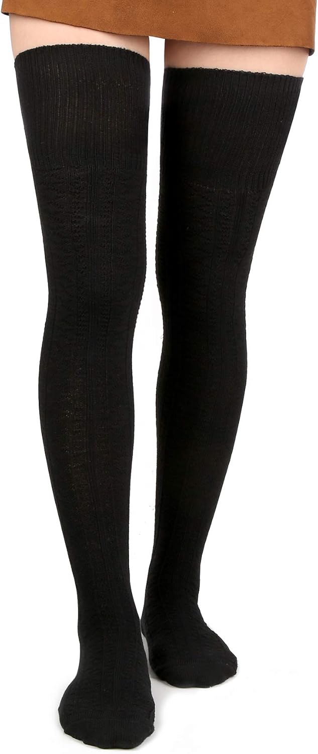 Women Thigh High Socks Extra Long Cotton Knit Warm Thick Tall Long Boot Stocking...