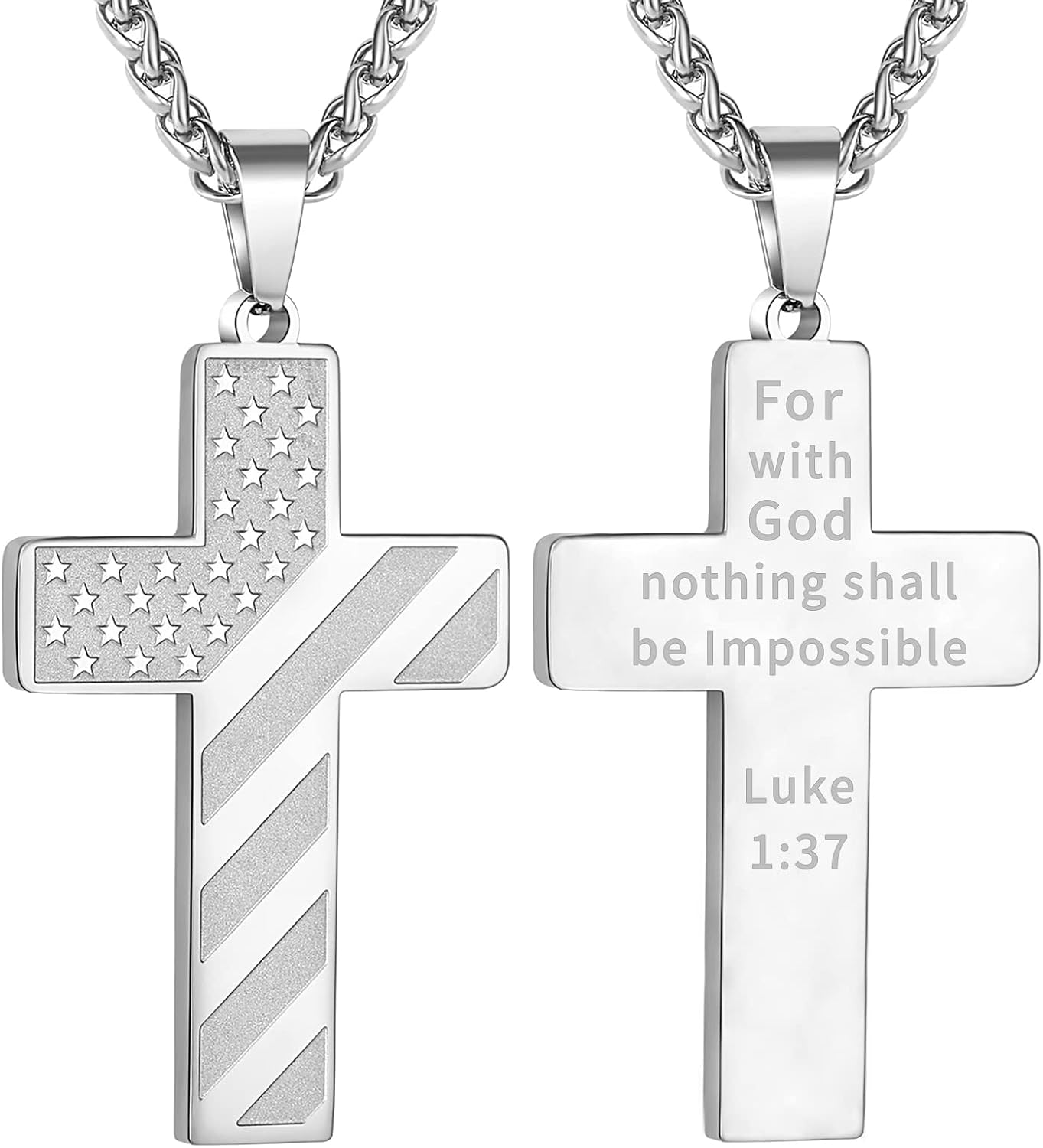 DuoDiner Easter Graduation Gifts-18+2 Inch Cross Necklace Bible Verse Stainless...