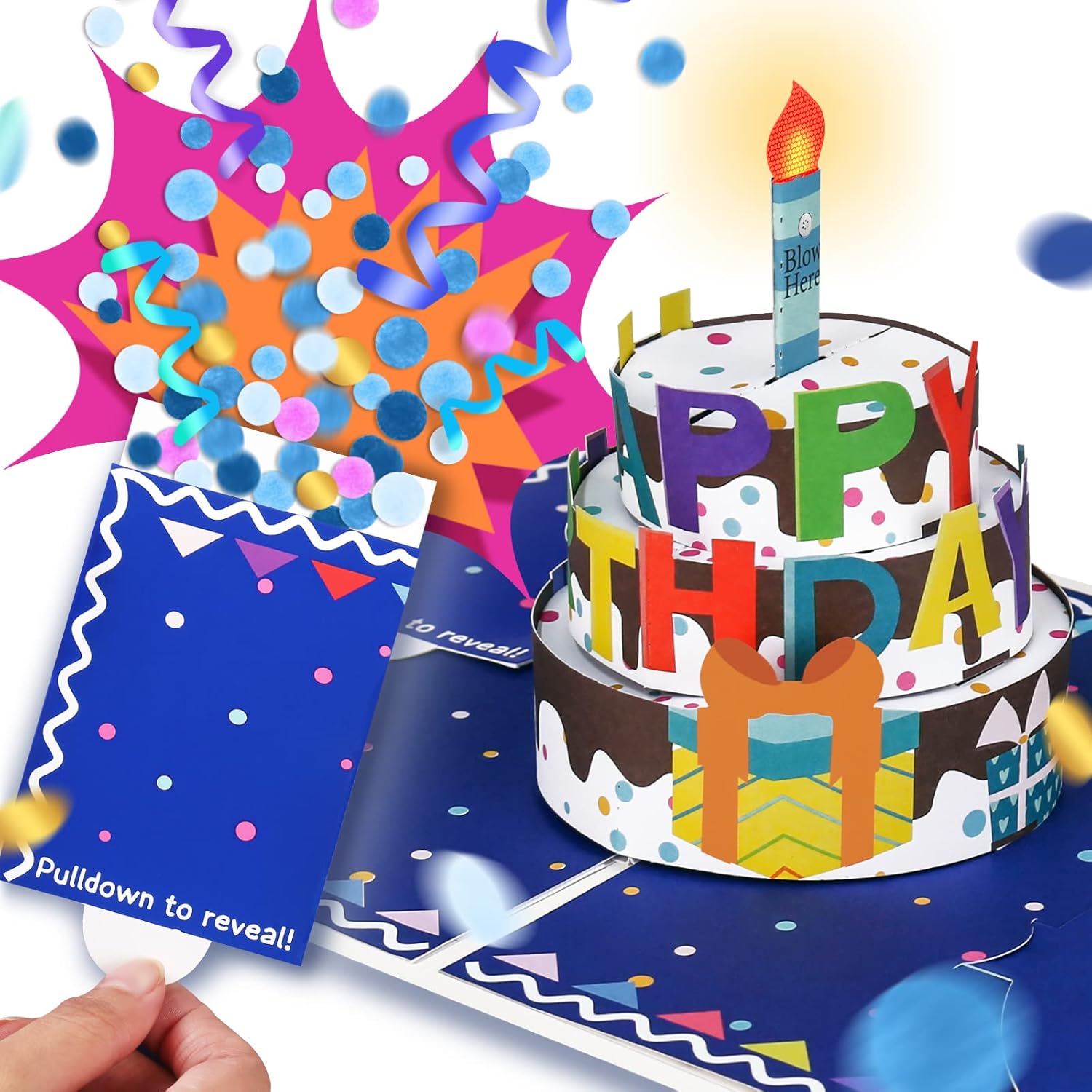 BOOM Birthday Card, Exploding Confetti Birthday Card, 3D Musical Pop Up Card wit...