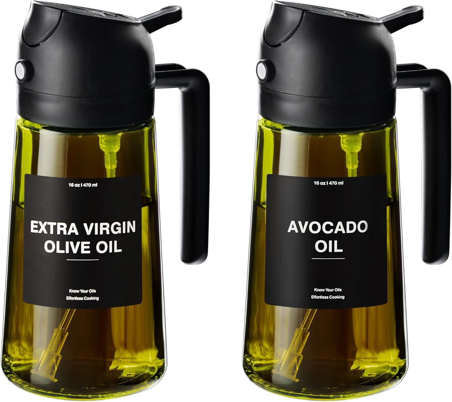 CXINYI - 16oz/470ml Olive Oil Dispenser for Kitchen with Stickers - 2 in 1 Olive...