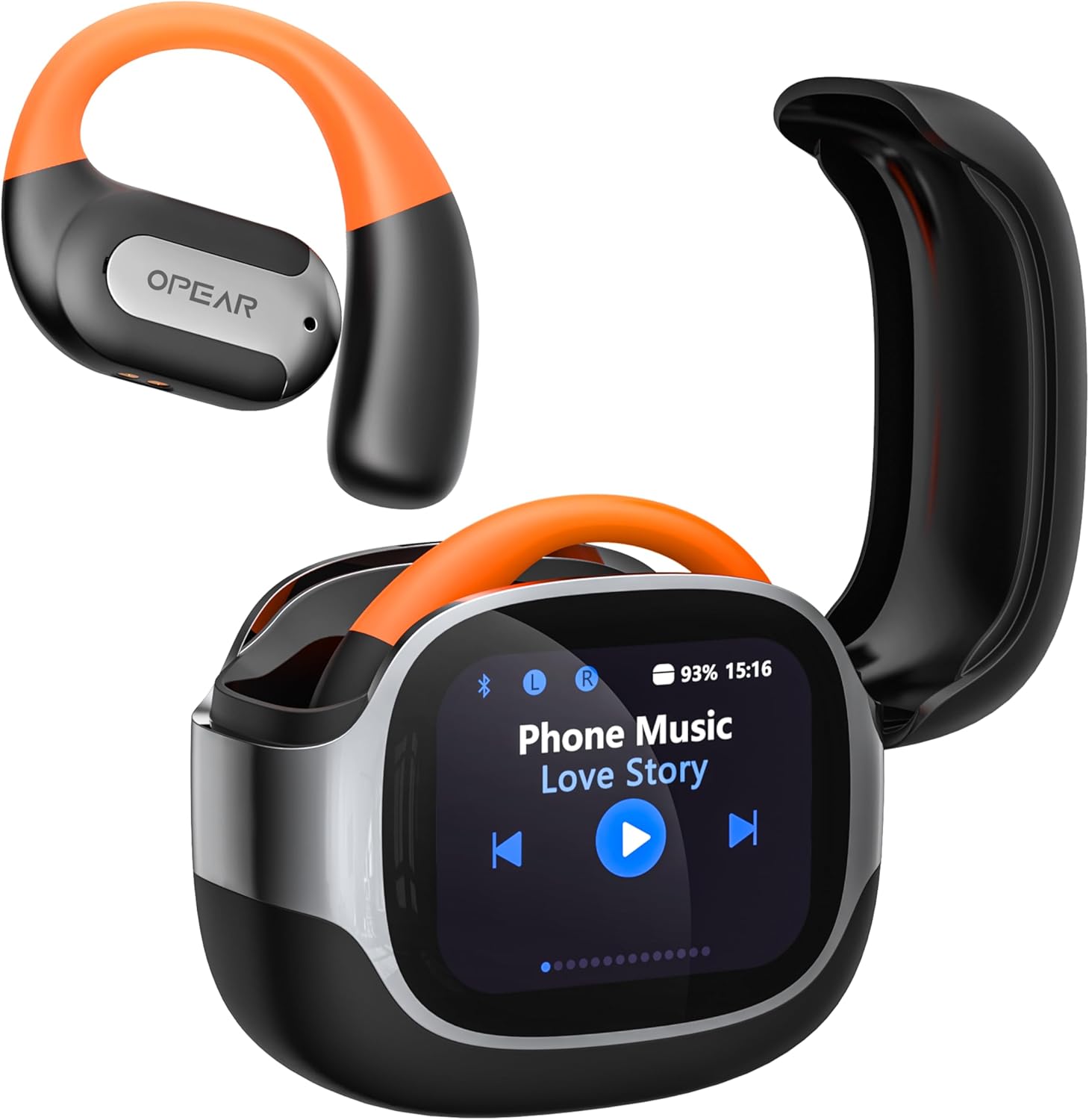 AI Language Translation Earbuds, Open ear LCD Touchscreen Real-Time Translator f...