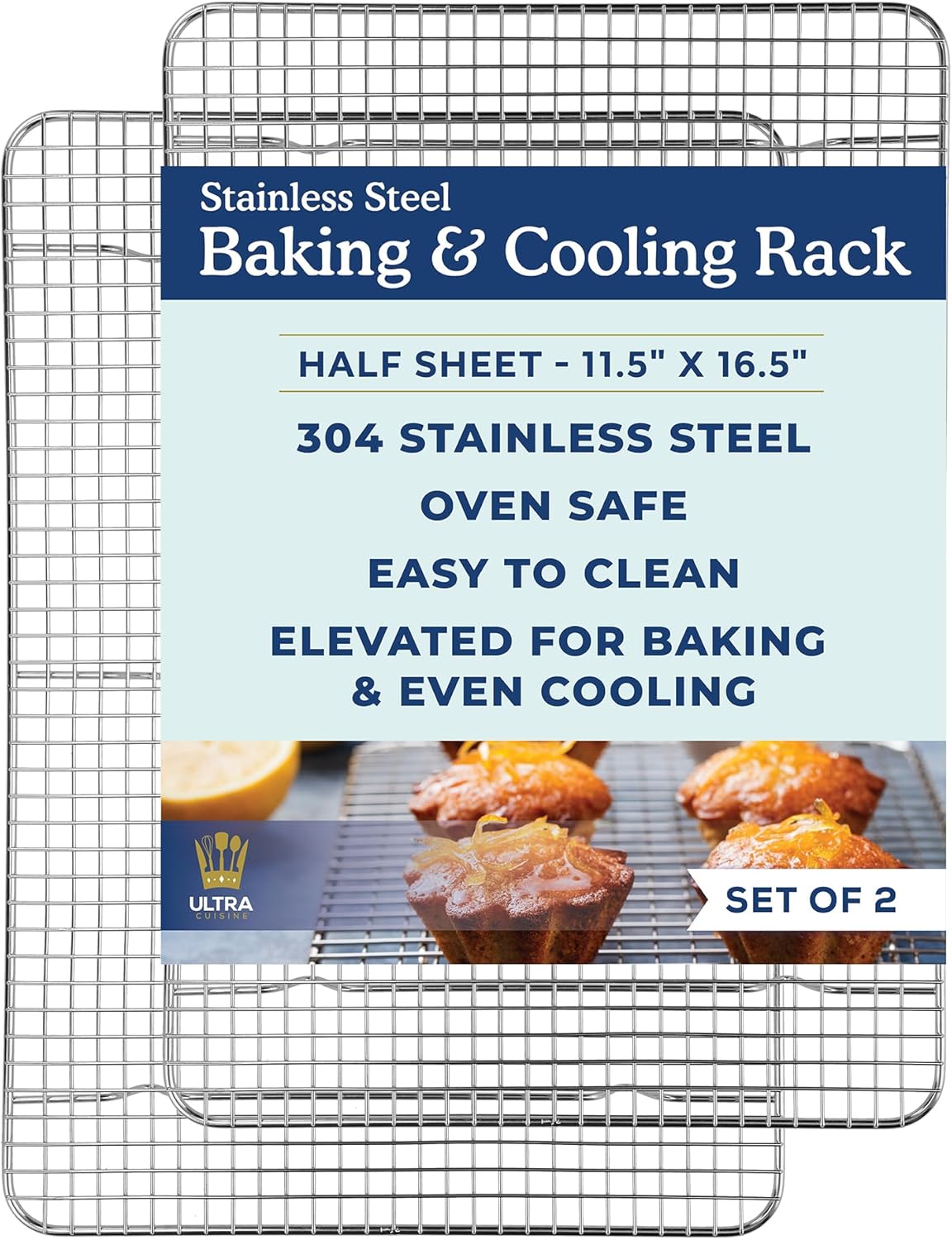 Ultra Cuisine Oven-Safe, Dishwasher-Safe 100% Stainless Steel Cooling and Baking...