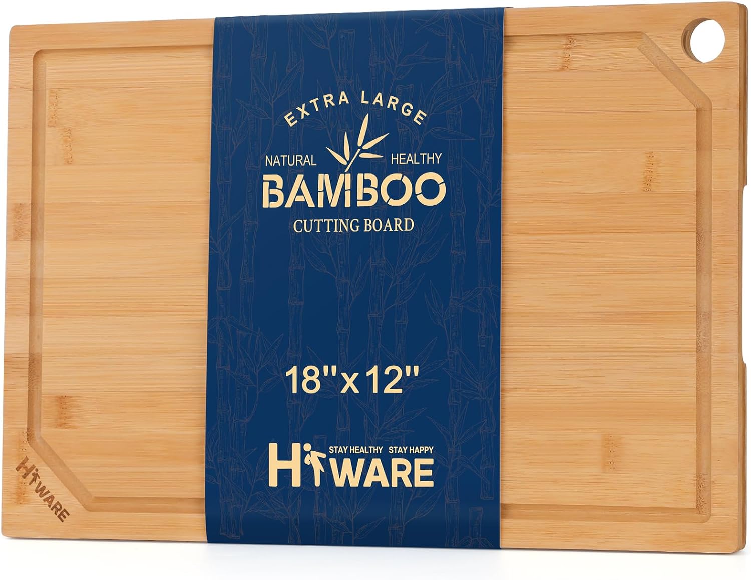 Hiware Extra Large Bamboo Cutting Board for Kitchen, Heavy Duty Wood Cutting Boa...