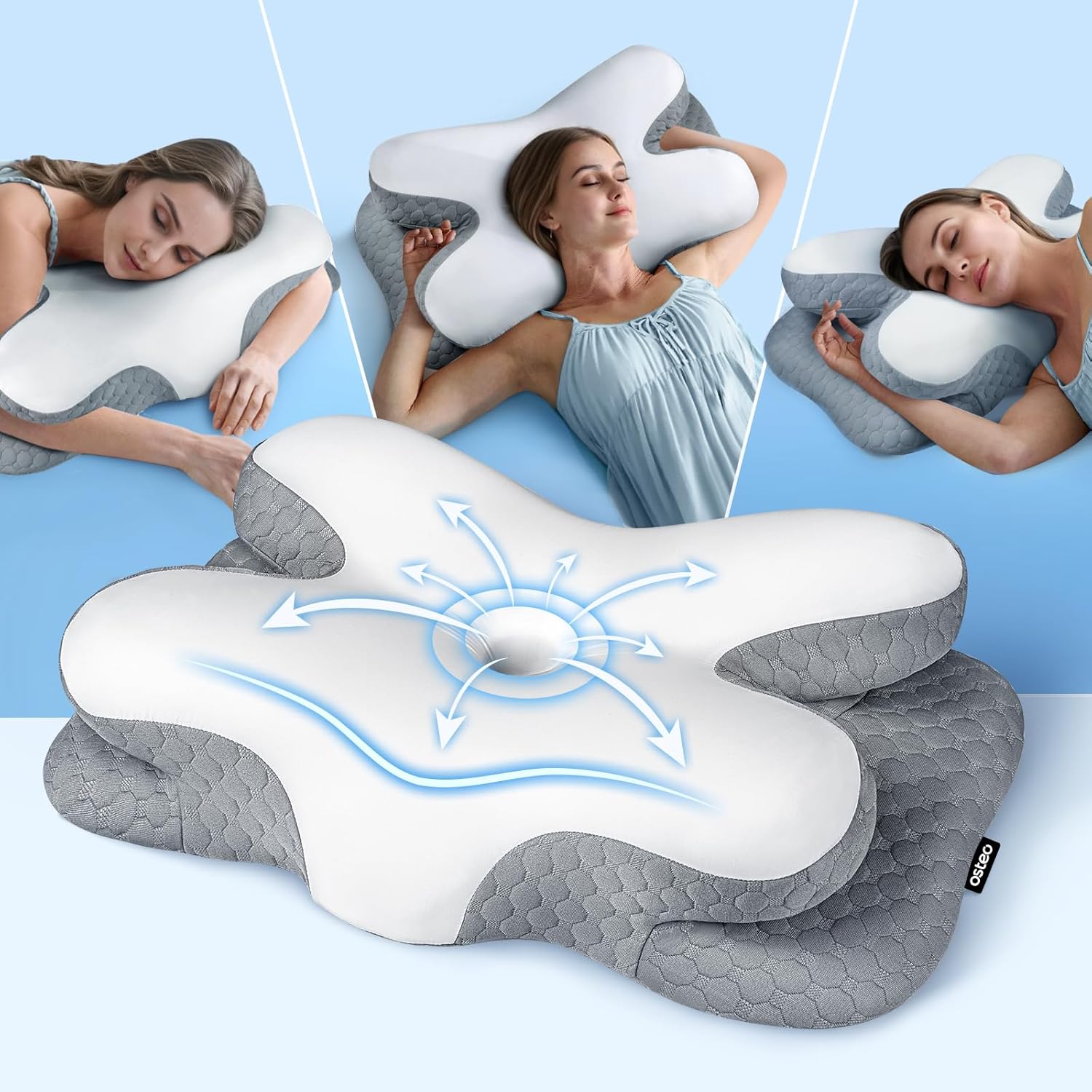 Osteo Enjoy Pain Relief Sleeping Cervical Neck Pillow, Ergonomic Contour Zoned F...