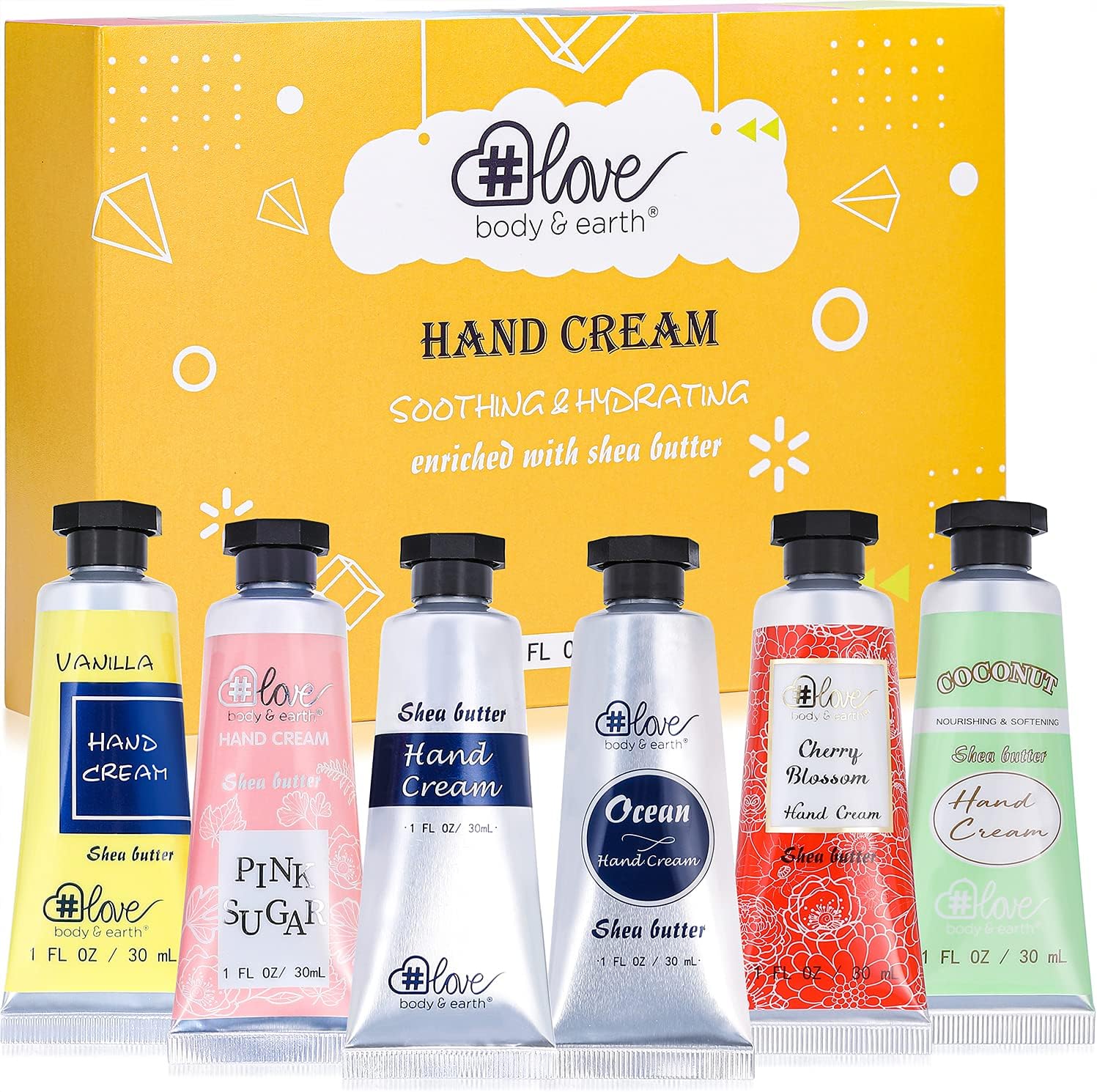 Shea Butter Hand Cream Set- Body & Earth Love Pack of 6 Advanced Repair Hand Cre...