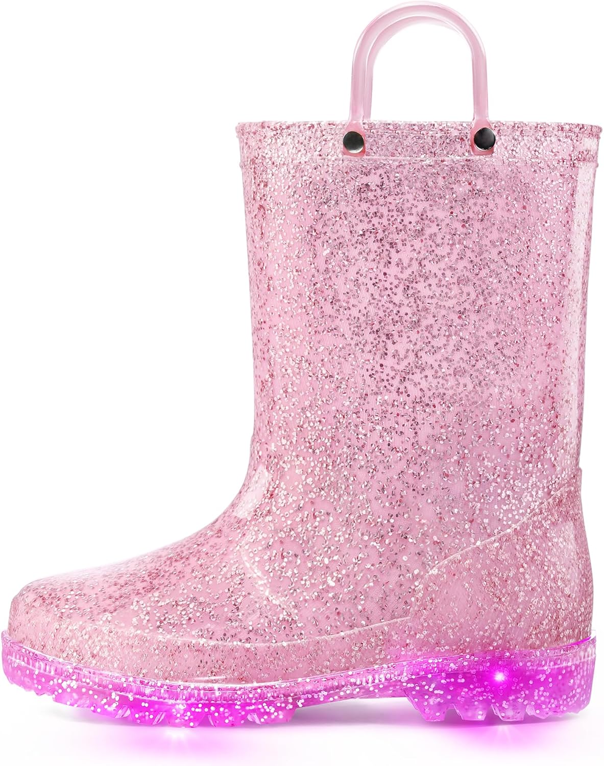 K KomForme Kids Rain Boots, Waterproof Light up Boots with Easy-on Handles 12 Li...
