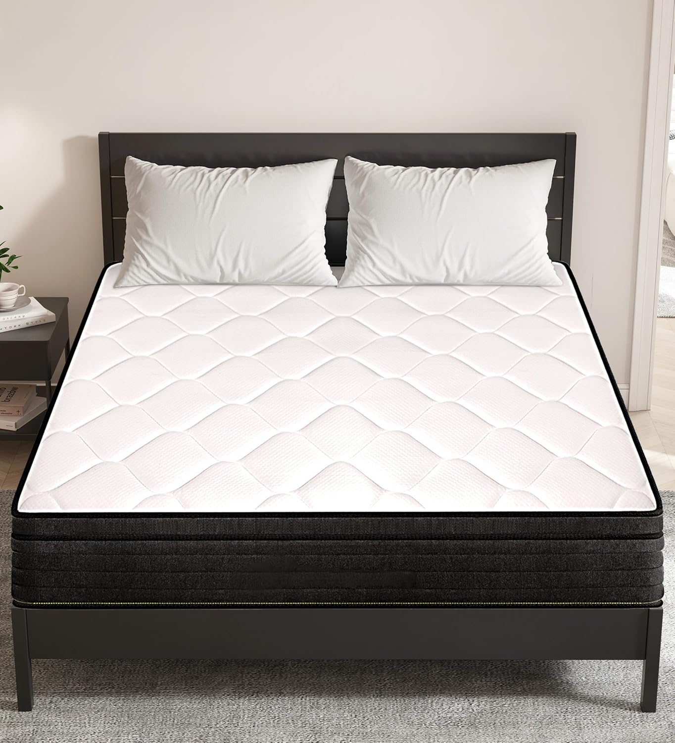 Queen Mattress,12 Inch Memory Foam Hybrid Mattresses in a Box with Individual Po...