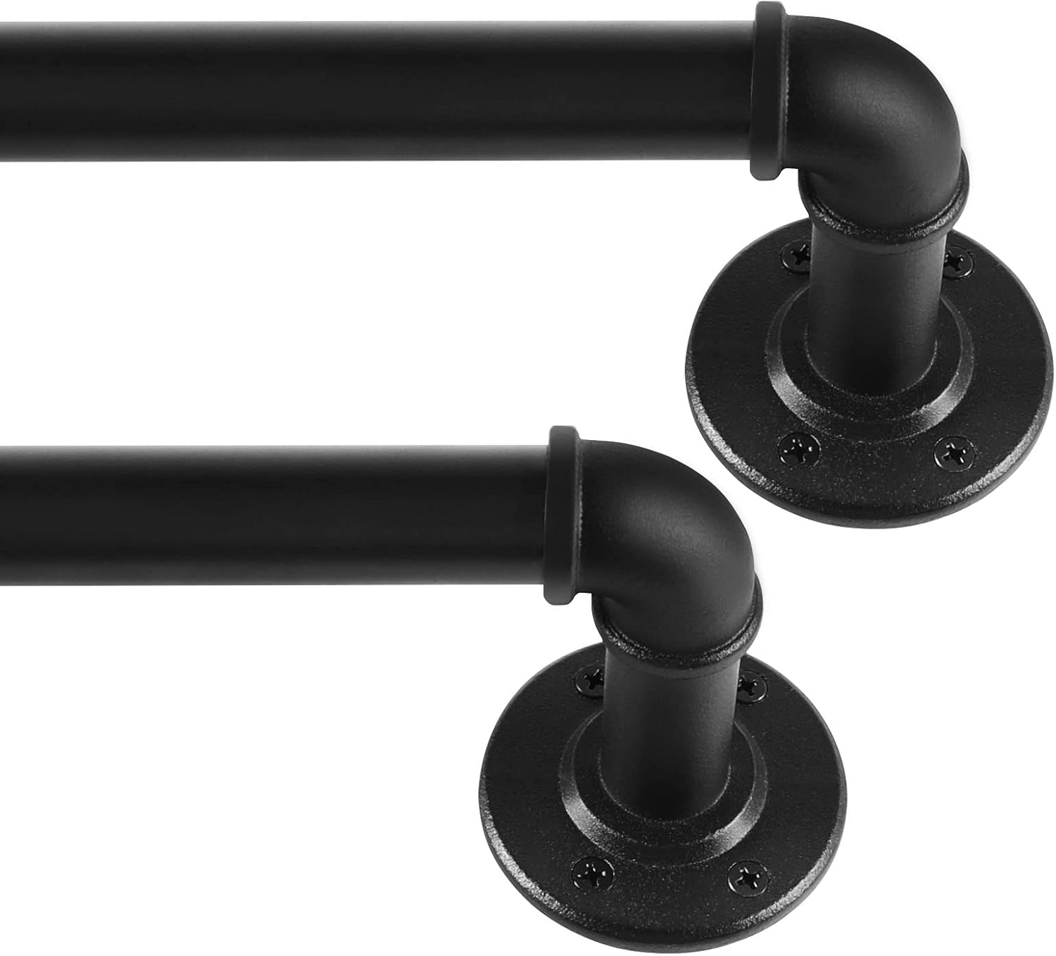 2 Pack Black Curtain Poles Metal, Industrial Curtain Rod for Eyelet Curtains, In...