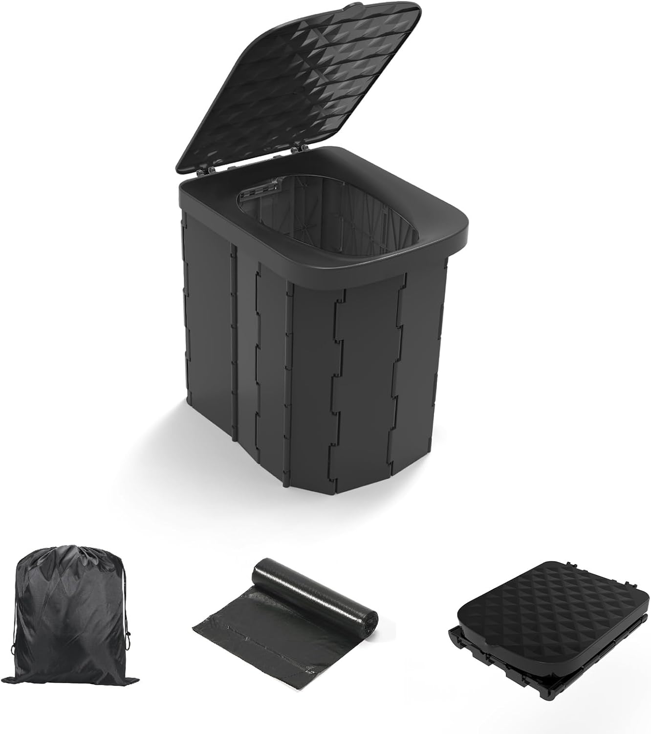 Hapoon XL Portable Folding Toilet with Lid - Travel Portable Potty for Adults, 1...