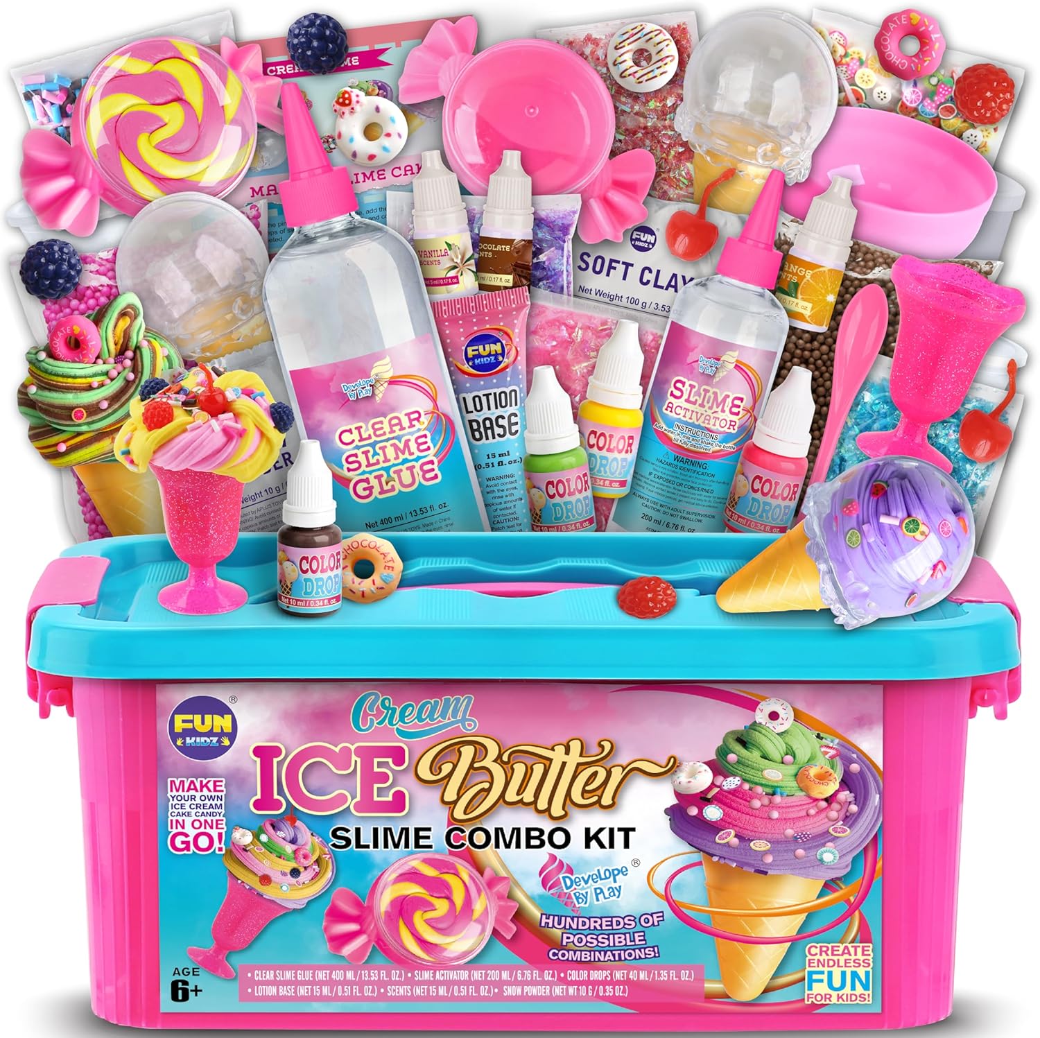 Gift Butter Slime Kit for Girls 10-12, FunKidz Ice Cream Soft Slime Making Kit A...