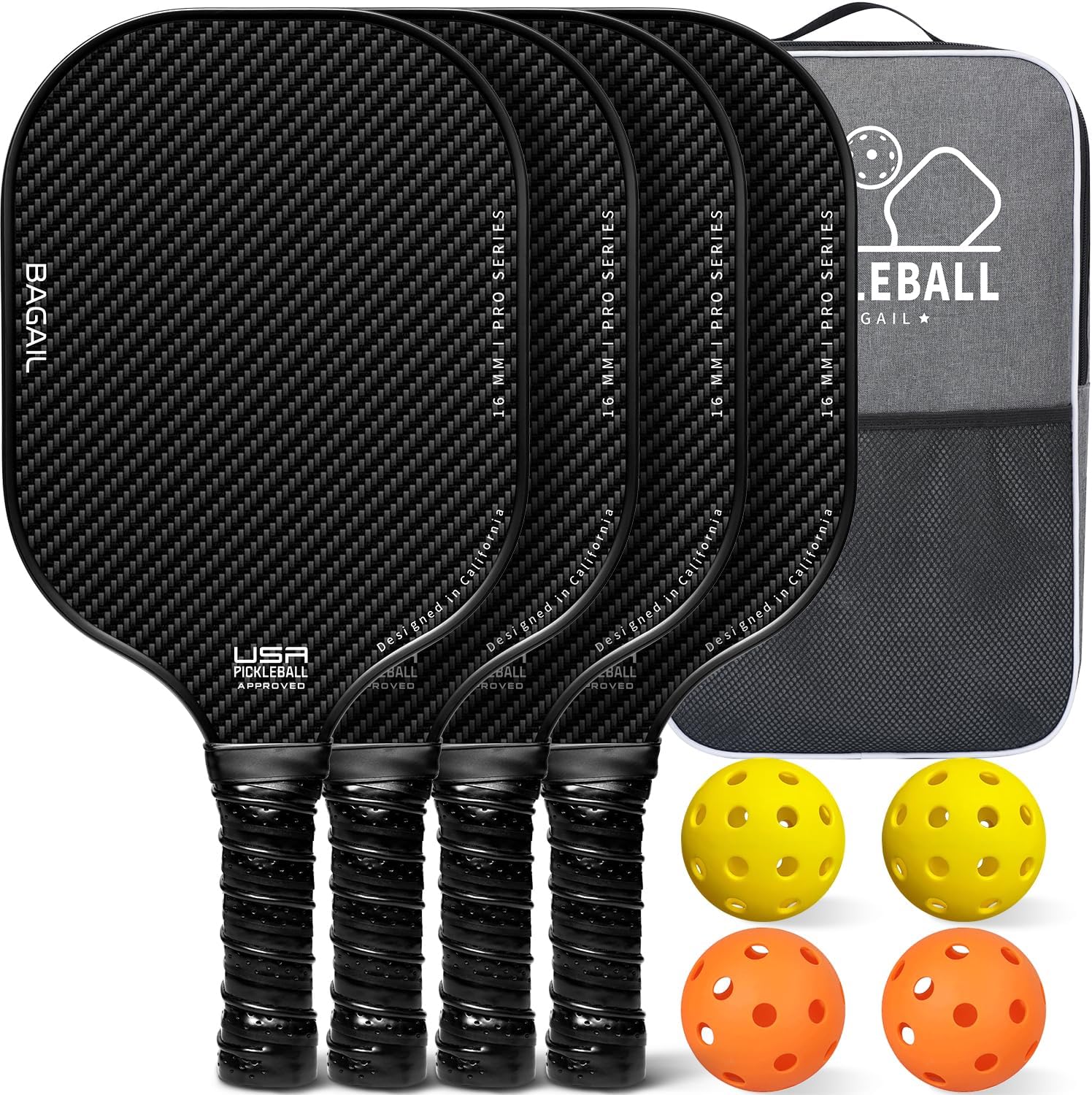 BAGAIL Pickleball Paddles, USAPA Approved Fiberglass Surface Pickleball Set, Lig...