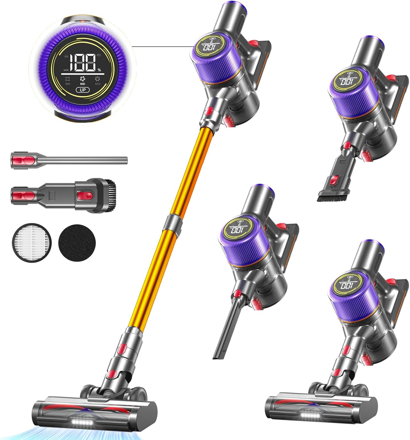 Cordless Vacuum Cleaner, 45Kpa 550W Powerful Vacuum Cleaners for Home , 60 Mins...