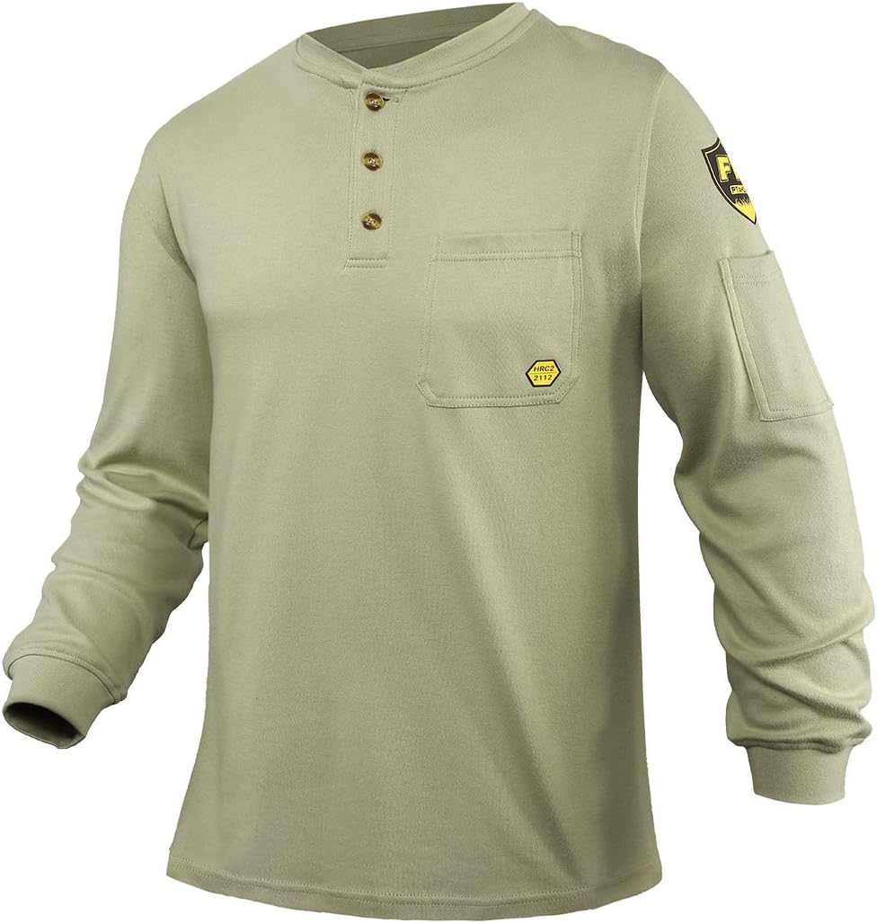 PTAHDUS FR Shirts for Men, 7.1oz CAT2/HRC2 Flame Resistant Shirts Long Sleeve, 1...