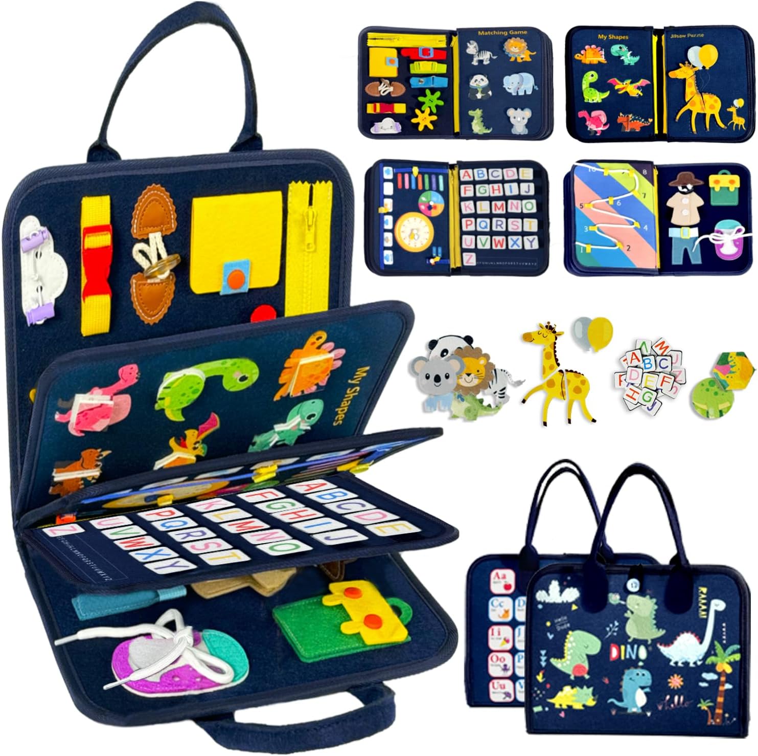 Qizfun Busy Board Book Montessori Toys for 1 2 3 4 Year Old, Boy Birthday Gifts,...