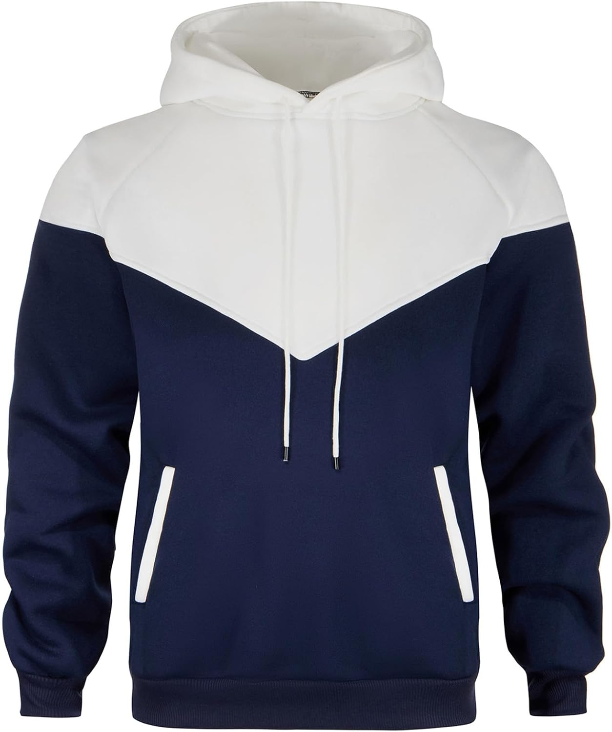 comefohome Mens Hoodie Pullover Color Block Sweatshirts Long Sleeve Hoody Drawst...