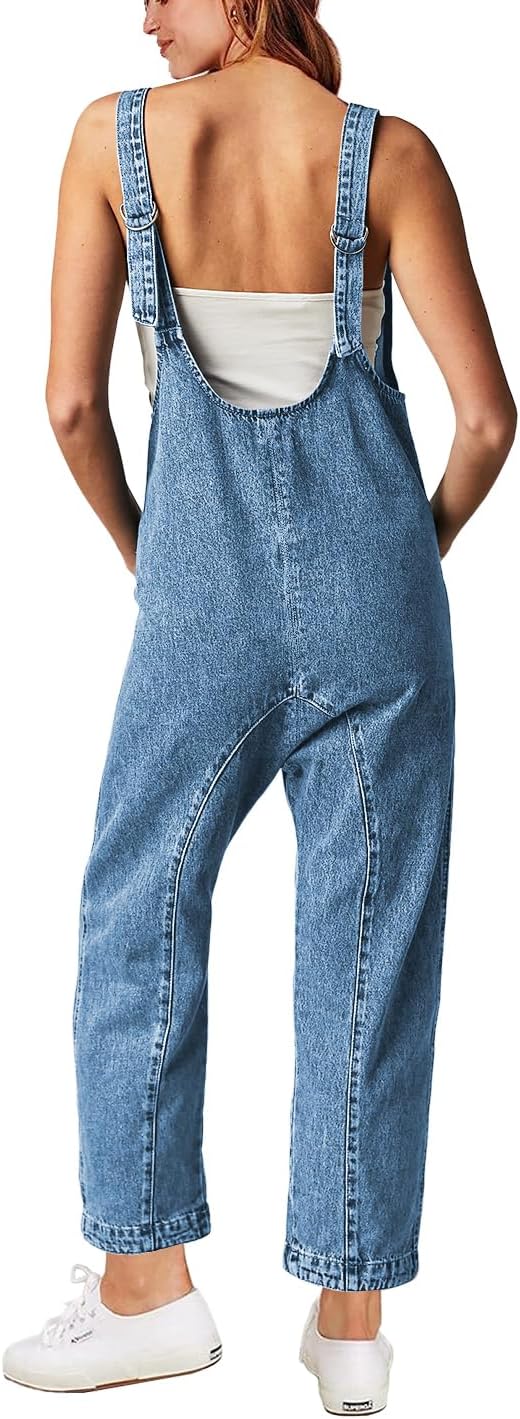 High Roller Denim Jumpsuits for Women Casual Sleeveless Loose Baggy Overalls Jea...